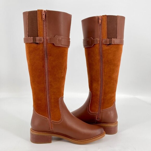 Clarks Women's Collection Maye Carly Tall Riding Boots Size 7 M - Tan Leather - Picture 6 of 8